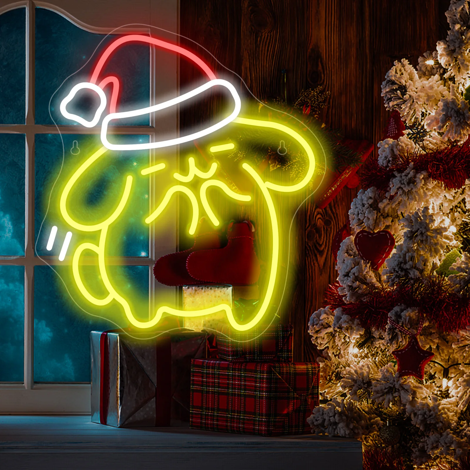 Pom Purin Рождественская шляпа Неоновая вывеска Праздничная праздничная вечеринка