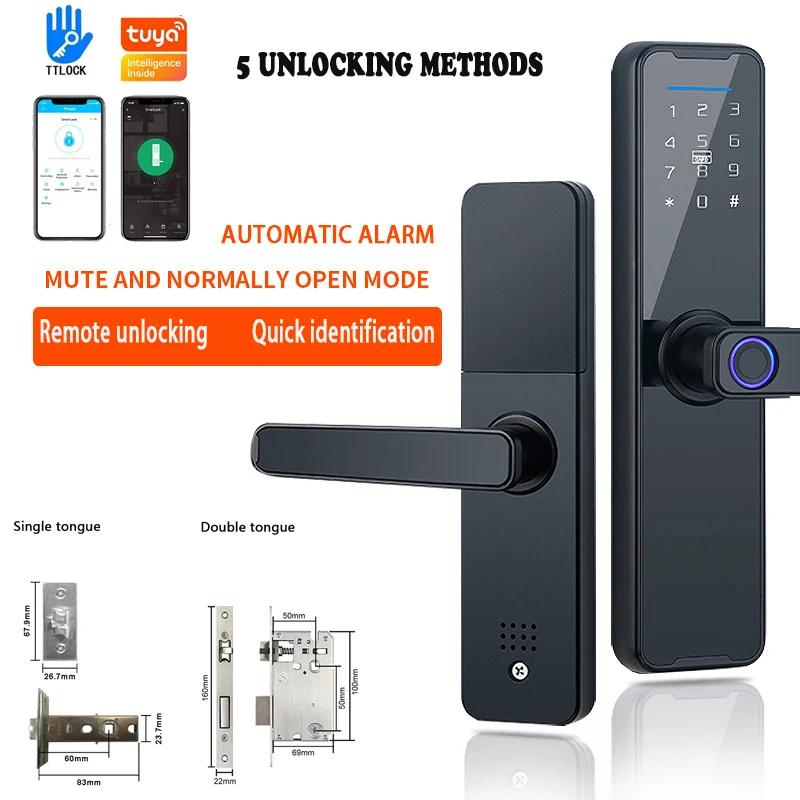 

Digital Electronic Lock Fingerprint Door Lock Biometric Smart Tuya TTLOCK App Remote Unlock Keyless Electronic Door Lock