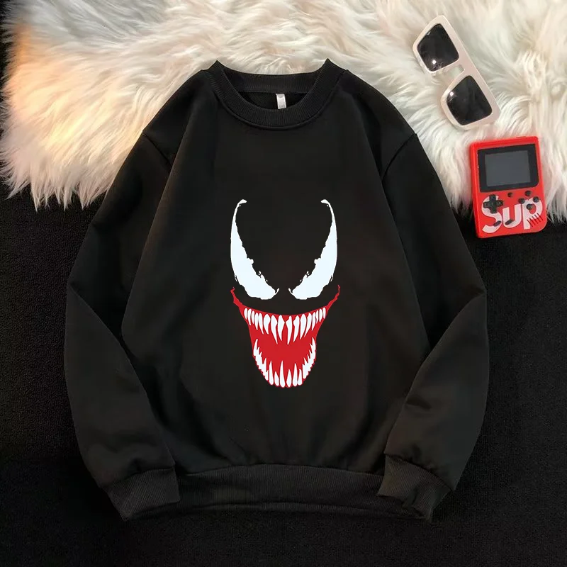 Весенне-осенний свитшот с принтом Venom повседневный зимний теплый топ длинными