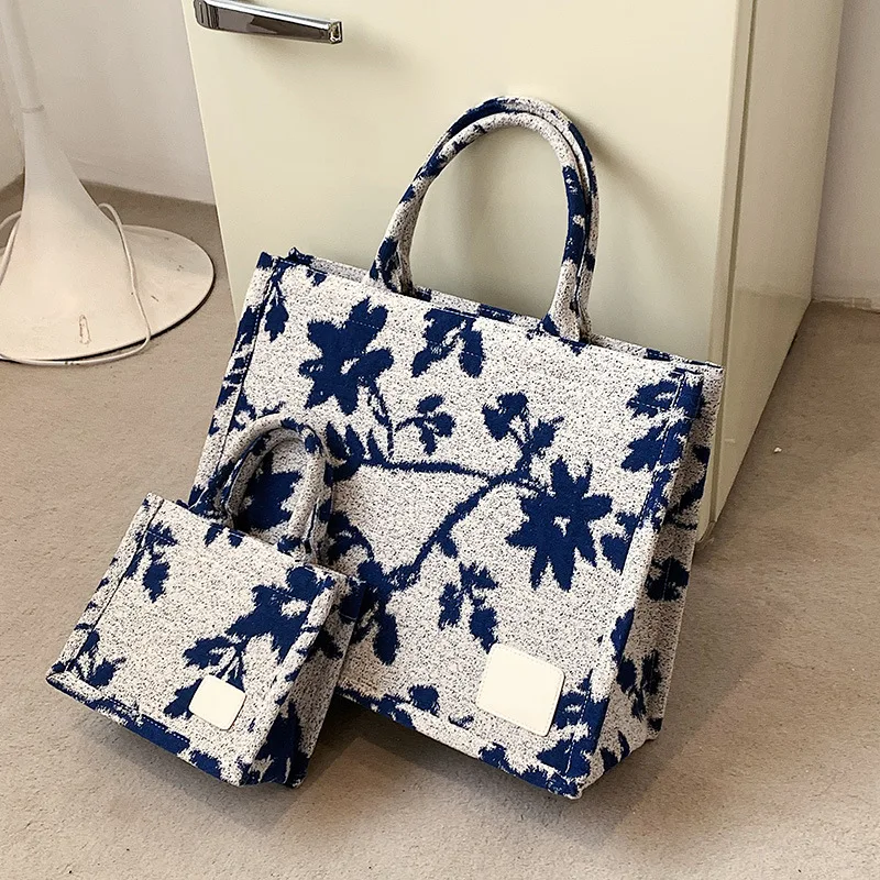 

2022 New Large-Capacity Summer Canvas Versatile Western-Style High-Quality Texture Women Shoulder Crossbody Tote Bucket Handbag