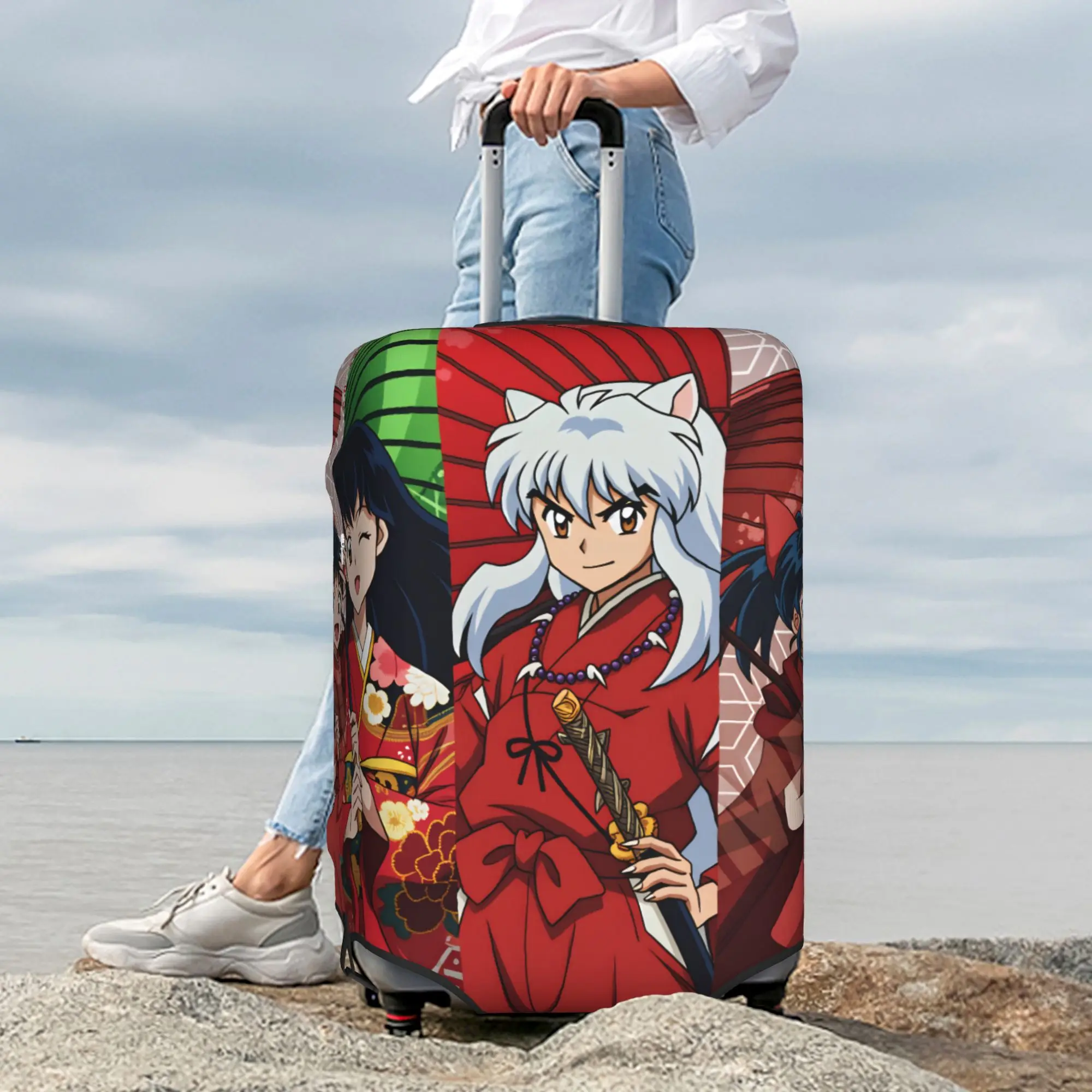 Фото Чехол для багажа Inuyasha Kagome Higurashi Moroha, эластичный защитный чехол для дорожного чемодана, подходит для чемоданов 18-32 дюймов №1