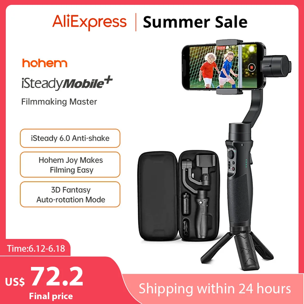 Hohem iSteady Mobile Plus Gimbal 3-Axis Handheld Stabilizer for Smartphone Android and iPhone 13,12,11 PRO 2022 Upgraded Version