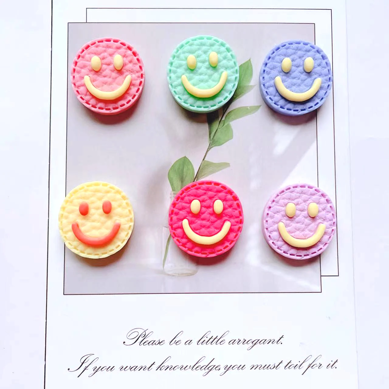 

100pcs Imitation Leather Resin Colorful Smiley Face Charm 25mm Round Cabochon Flatback Diy Scrapbook Cell Phone Decor Findings