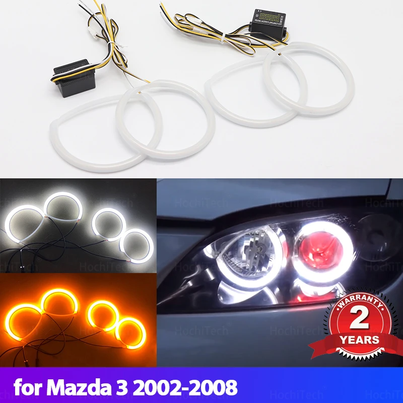

Mazda 3 Mazda3 BK 2003-2008 Halo Angel Eye Комплект Для Переоборудования Дневного Света SMD Молочно-белый Указатель Поворота ...