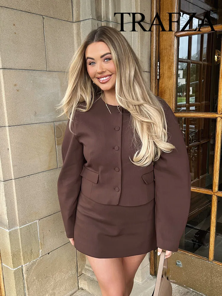 Женский однобортный комплект из 2 предметов TRAFZA однотонное повседневное