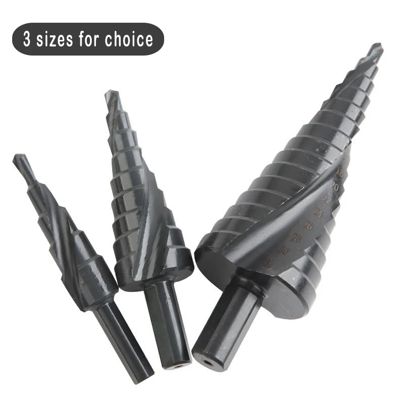 Professional 4-32/4-20/4-12MM HSS Step Cone Drill Bit Set High Speed Steel Spiral For Metal Cone Triangle Shank Hole Metal drill