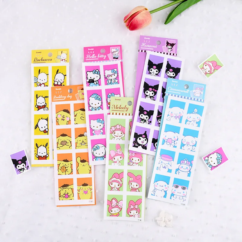 

Новинка, стикеры Sanrio для фотосъемки, аниме Мультяшные милые картинки Kuromi, граффити, украшения, наклейки для карт, оптовая продажа