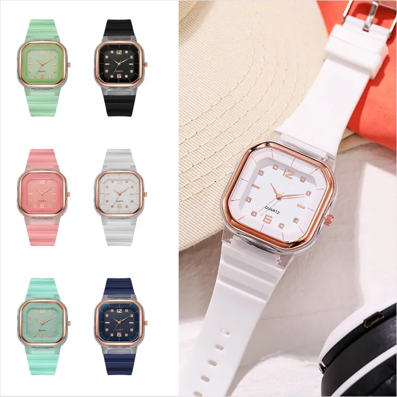 

New Watches Creative Square Dial Silicone Strap Women Wrist Accessories
