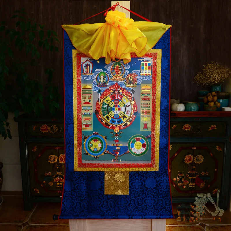 

family Home efficacious Protection--85cm long--Tibetan Buddhism Buddha- 9 GONG 8 GUA -silk Thang-ga Thangka Buddha art