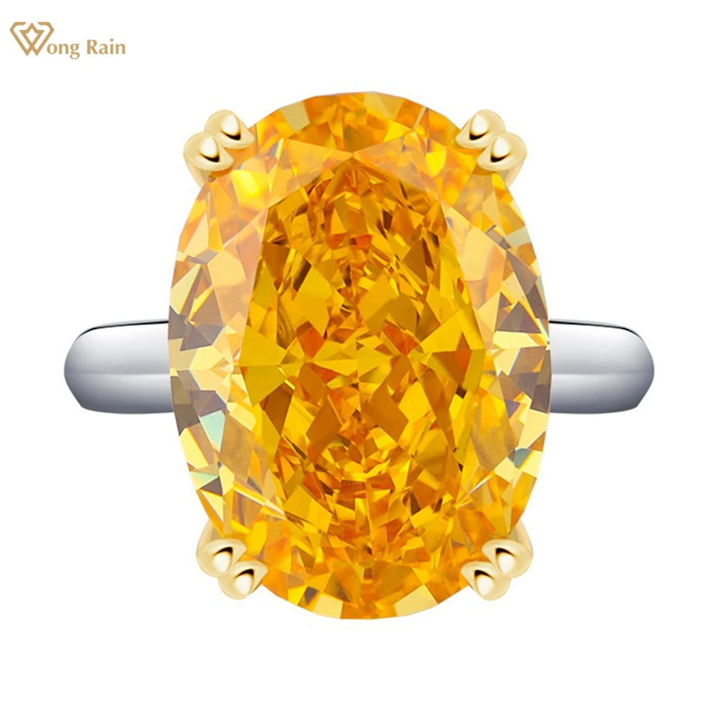 

Wong Rain 925 Sterling Silver Oval 13*18MM Lab Citrine Sapphire Gemstone Sparkling Fine Vintage Women Ring Engagement Jewelry