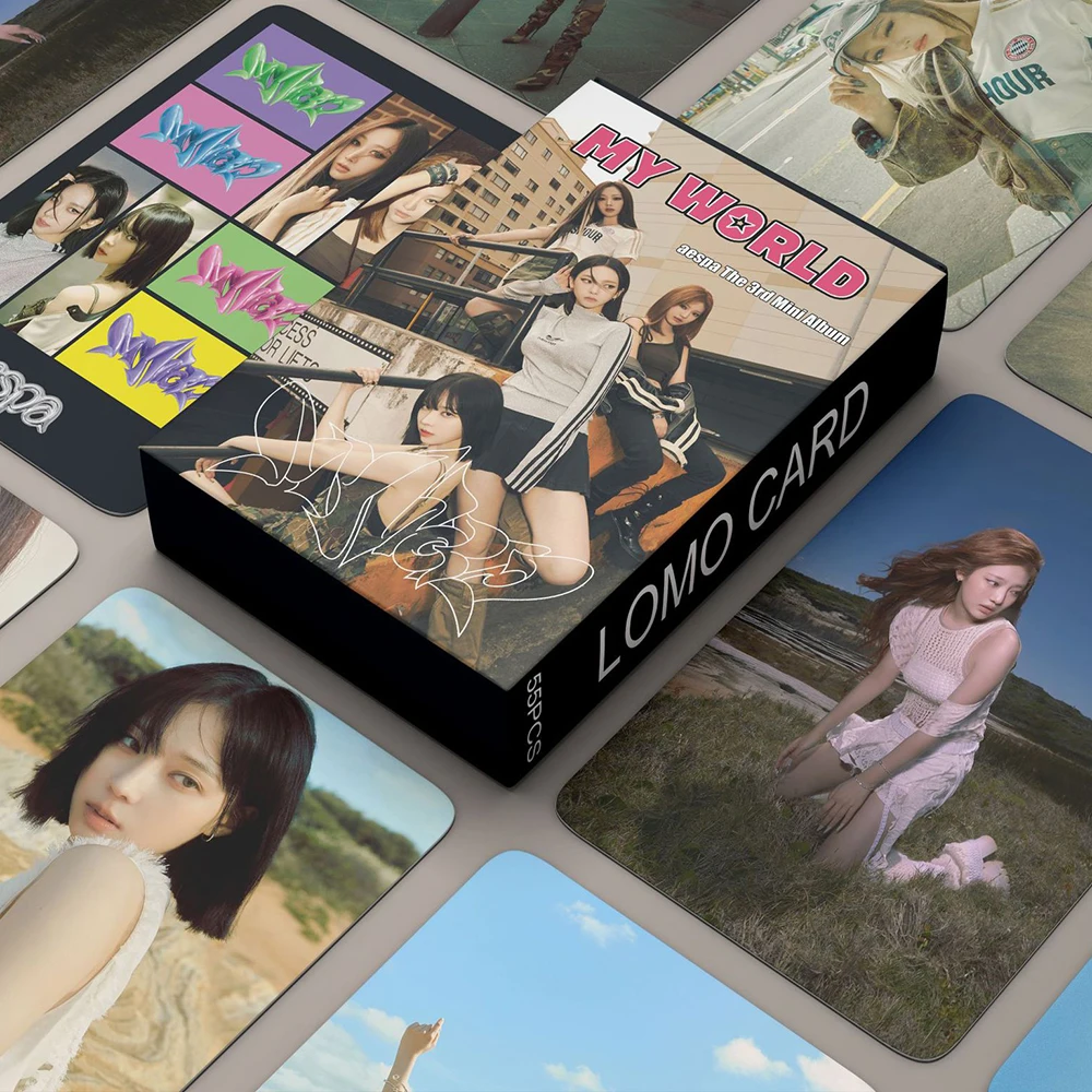 

55 шт. Kpop Girl Group Aespa MY WORLD новый альбом Lomo Cards Aespa фотокарты Coachella розовые фотографические открытки альбом