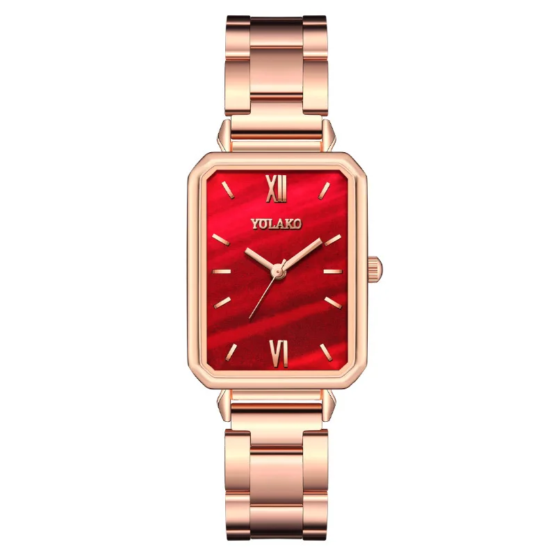 Popular Square Green Steel Band Quartz Casual And Fashionable Women's Watch Can Be Used As A Gift