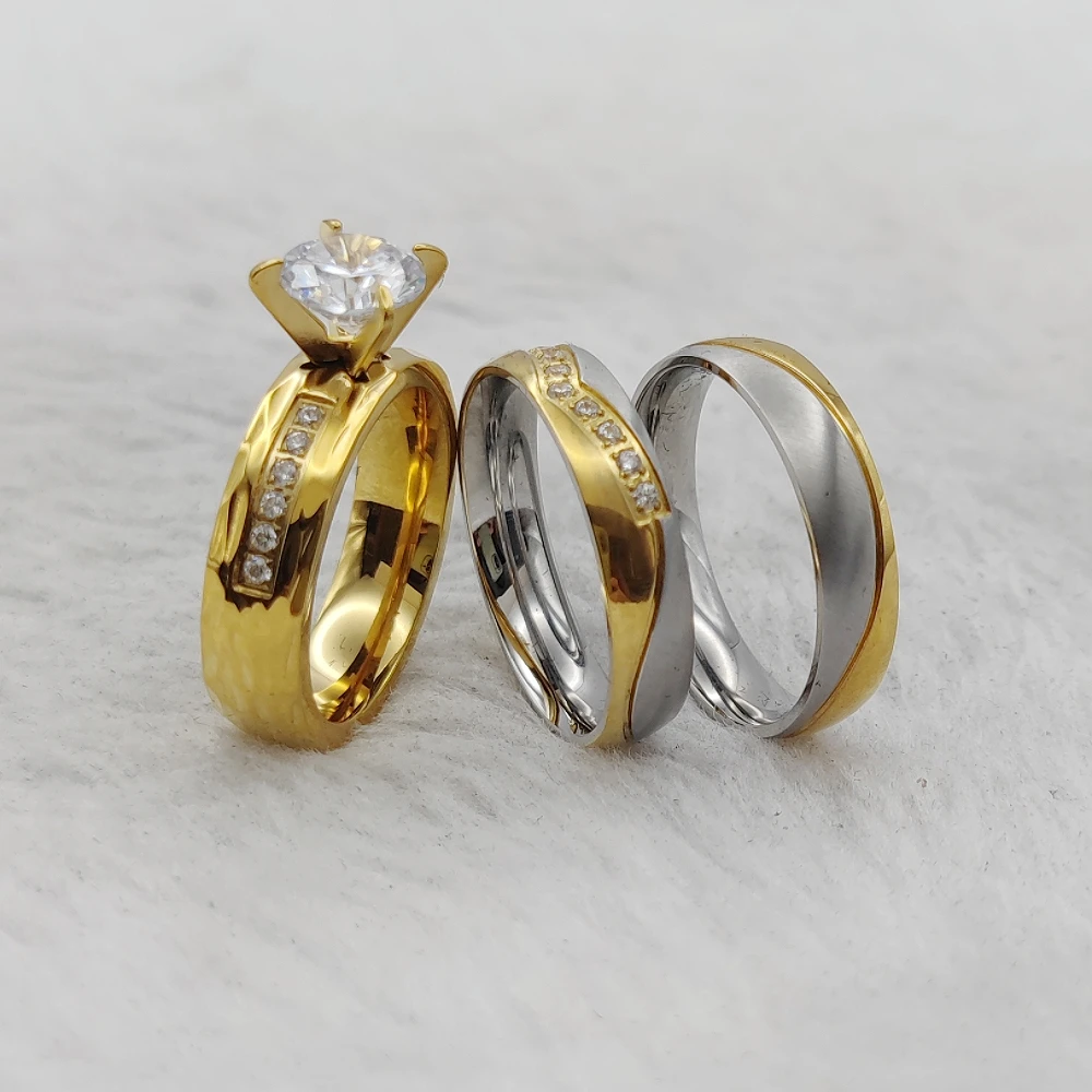 American Cz Diamond Jewellery In China Wedding Proposals Ring Ladies Marriage Couple Jewelry Bridal 18K Gold Plated