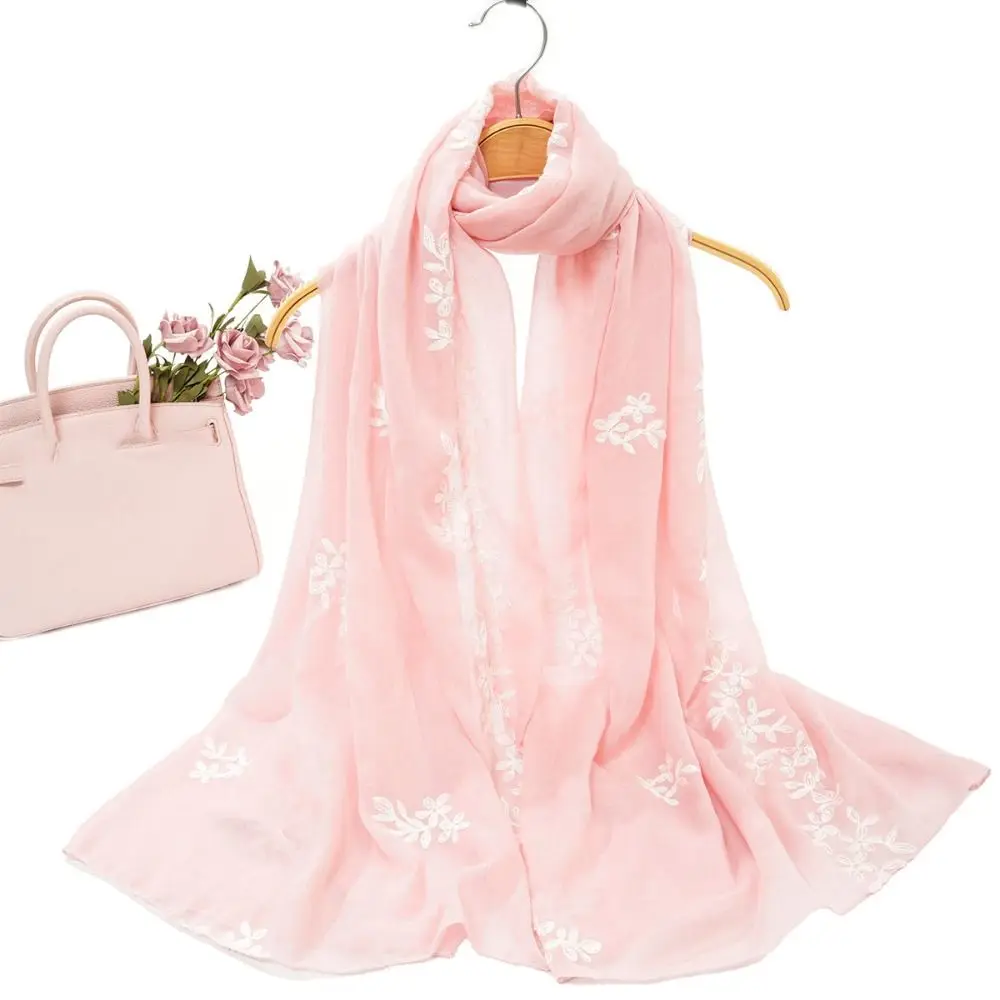 Шелковый шарф с цветочным узором и вышивкой шейный платок из полиэстера в стиле