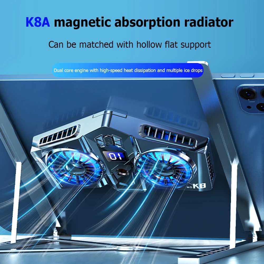 

RGB Вентилятор охлаждения с двойным радиатором, портативная система охлаждения для планшетов