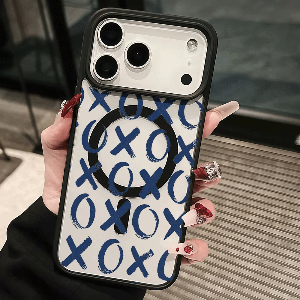 Фото Чехол для телефона XOXO INS для Magesafe для iPhone AIR 17, 16, 15, 12, 13, 14 Pro Max, 15, 14, 16 Plus, 11, прозрачный акриловый чехол с беспроводной зарядкой №1