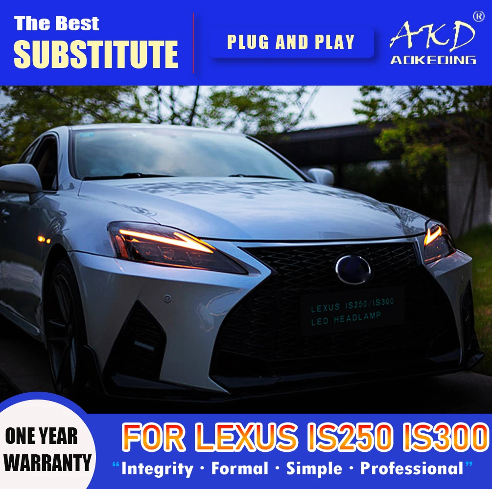 Налобный фонарь AKD для Lexus is250 светодиодные фары 2006-2012 is300 is350 DRL сигнал поворота