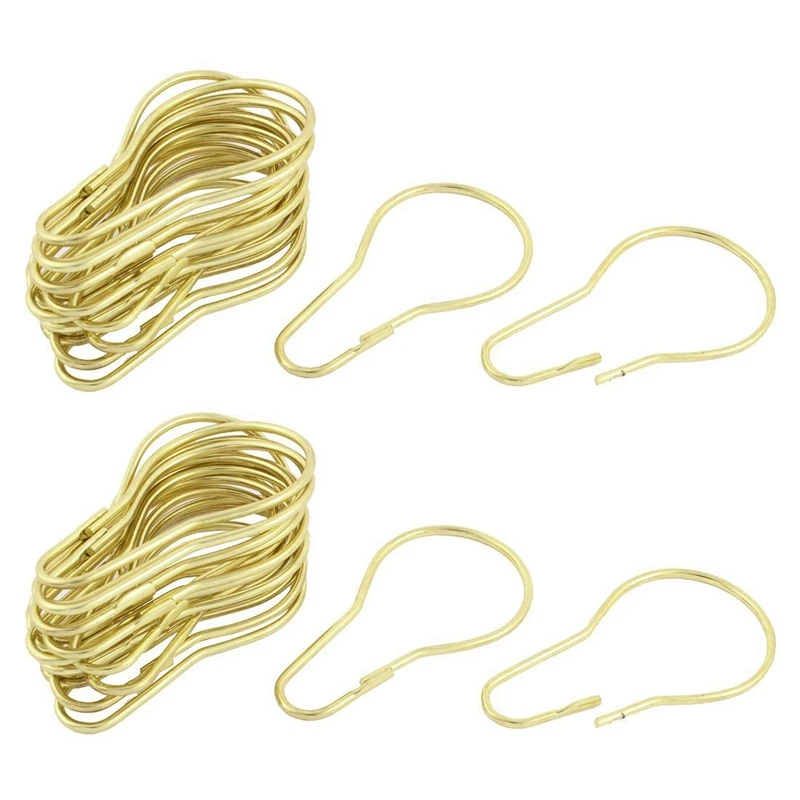 

Big Deal 40 Pieces Gold Tone Calabash Design Shower Curtain Rings Hooks Metal Bathroom