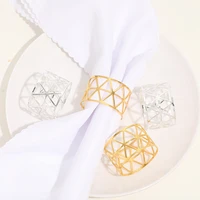 12pcsmetal hollow triangle napkin buckle hotel banquet tableware set table decoration home party wedding occasion decoration