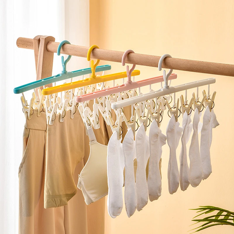 

Sock Clip 8Pegs Plastic Clothes Drying Hanger Windproof Clothing Rack 8 Clips Sock Laundry Airer Hanger Underwear Socks Holder
