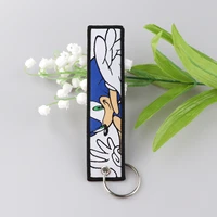 classic game characters keychains for men embroidery keyring fashion key tag new keyrings jewelry