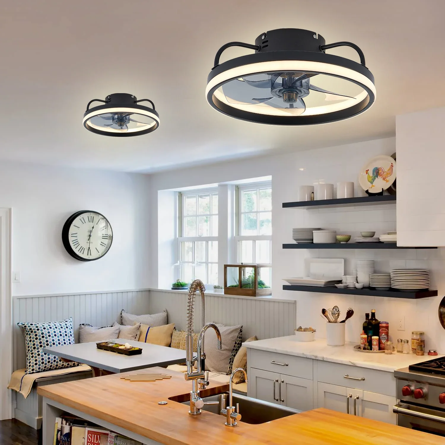 Умный потолочный вентилятор 55 Вт с подсветкой и пультом дистанционного