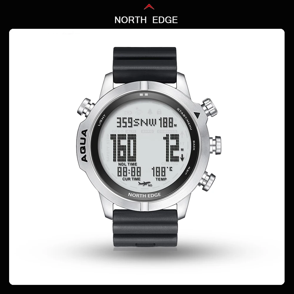 

2022 NORTH EDGE AQUA Men's Professional Diving Watch 100M Waterproof Calories Step Altimeter Barometer Compass Digital Watches