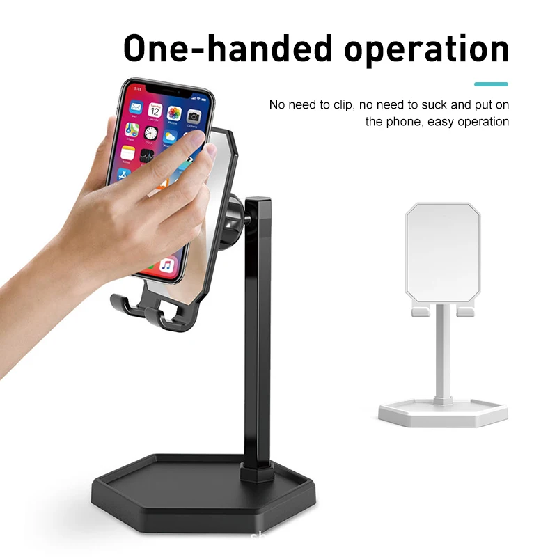 

Desktop Holder With Mirror Abs Mobile Phone Stand Durable Phone Desktop Holder Lazy Bracket Bracket Portable White/black Stand