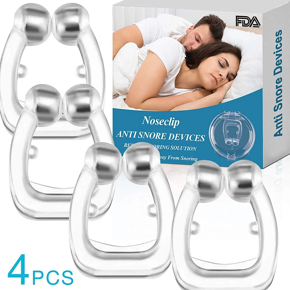 

1/4Pcs Newly Silicone Magnetic Anti Snore Stop Snoring Nose Clip Sleep Tray Sleeping Aid Apnea Guard Night Device with Case