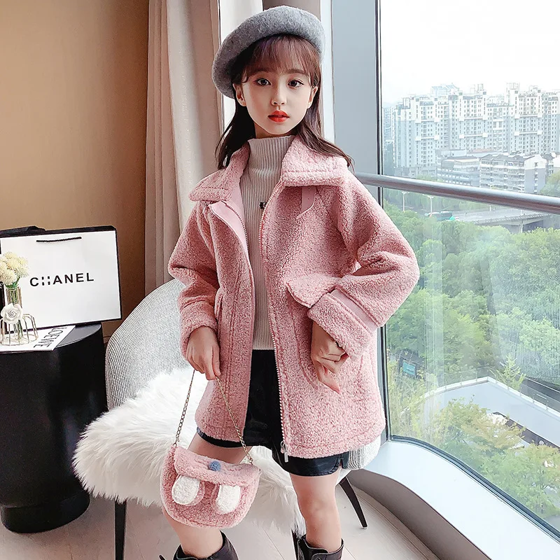 

Girls Kids Coat Jacket Overcoat Cotton 2022 Zipper Warm Plus Thicken Velvet Winter Sports Teenager School Children's Clothing