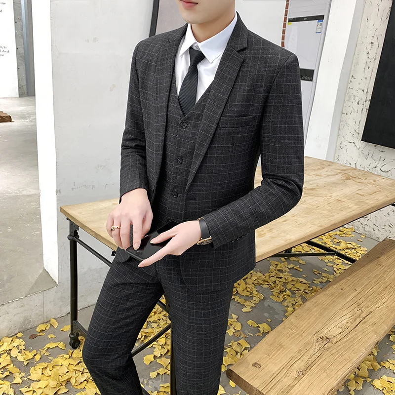 DYB&ZACQ Men's Suit Business Casual Suit Men's Wedding Groom Best Man Group Dress Self-slimming Professional Dress Coat