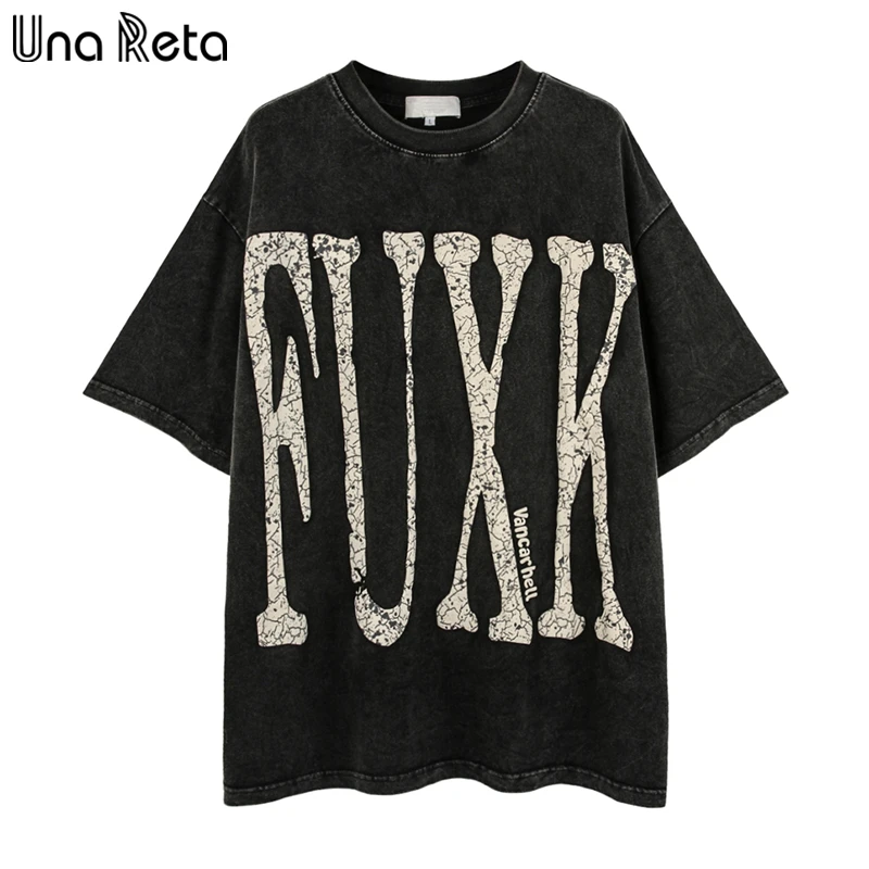 

Una Reta парные футболки 2023 Летние повседневные хлопковые топы с короткими рукавами размера плюс мужская одежда с принтом в виде надписи свободная футболка для мужчин