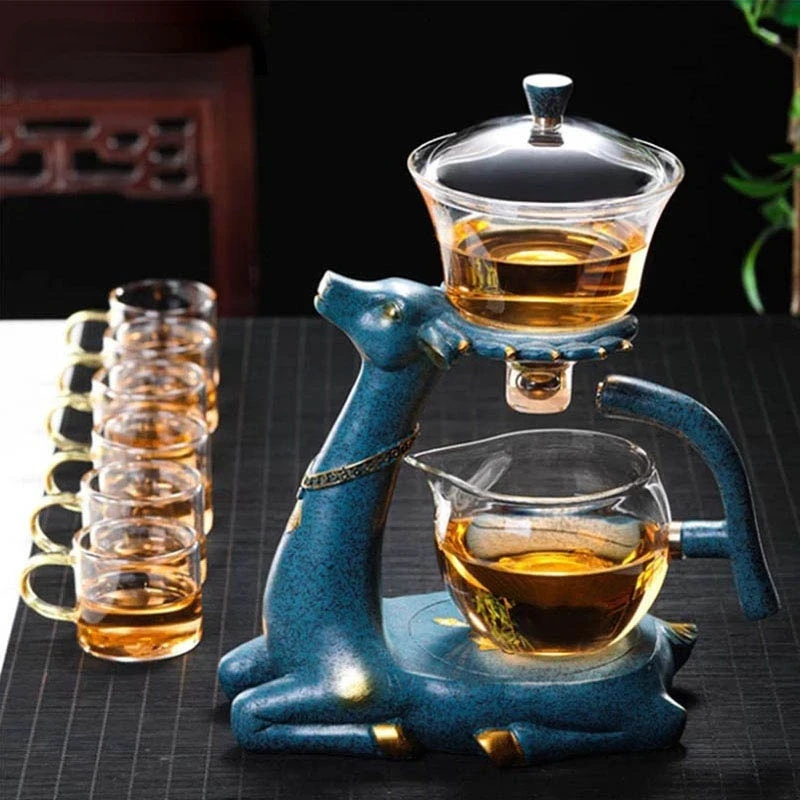 

Creative Deer Glass Teapot Heat-resistant Glass Teapot Infuser Tea Turkish Drip Pot Heating Base For Tea Coffee Make