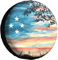 fresquo american flag sky spare tire cover wheel cover waterproof universal camper accessories fit for trailer rv suv camper
