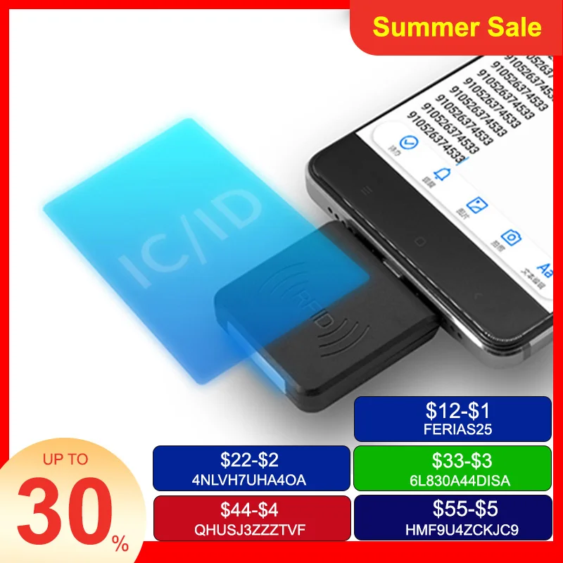 Планшет RFID IC/ID считыватель карт R65C/D 13,56 МГц/125 кГц для чипа TK4001 EM4100 Mini Type-C Интерфейс для Android