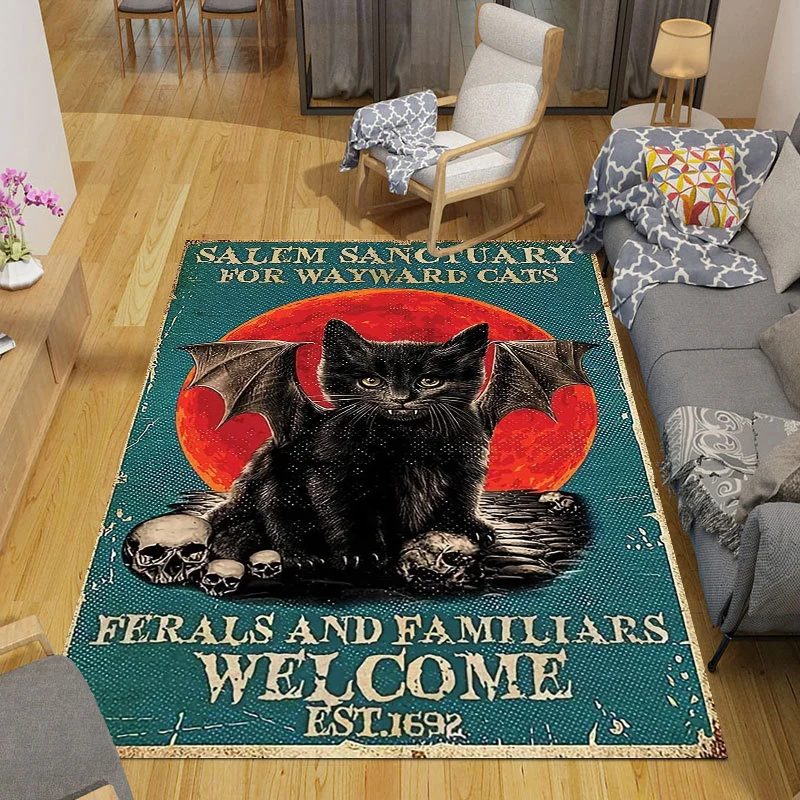 

Retro Skull Cat Carpet Living Room Home Decor Anti-Slip Chair Mat Leisure Mat
