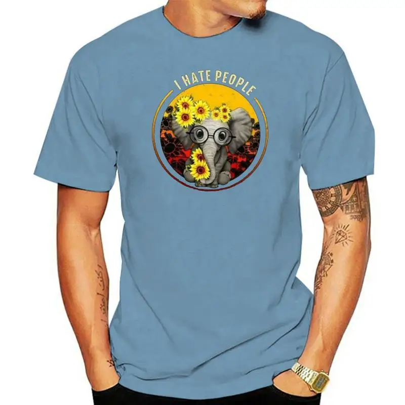 Elephant Sunflower I Hate People Ladies T-Shirt Cotton S-3Xl Printing Tee Shirt