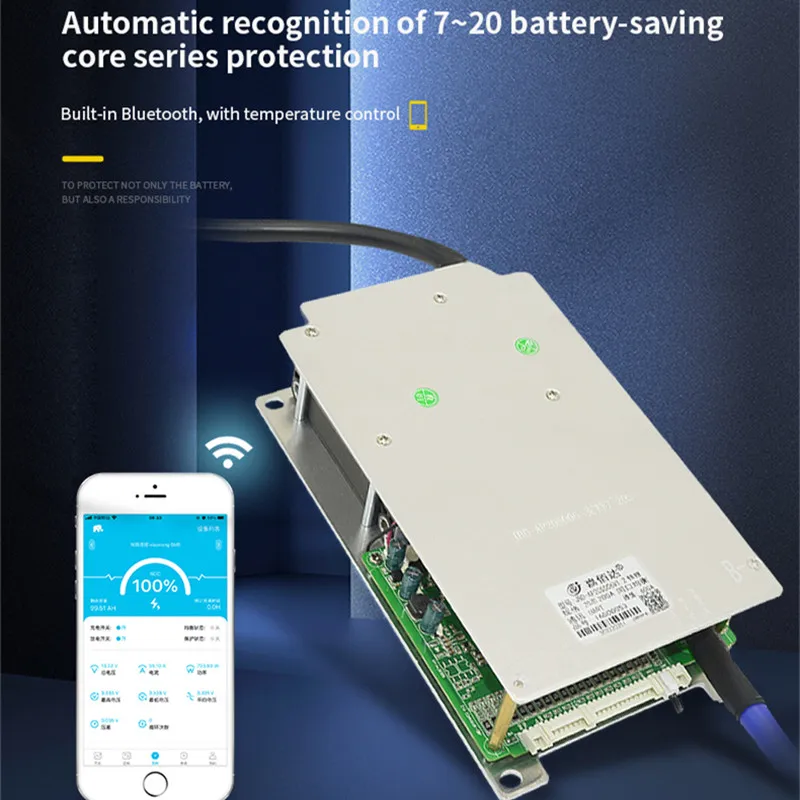 JBD smart 5s 6s 7s10s13s 14s 16s 17s 20s 21s 24s 36V 48v 60v 72v bluetooth 200A 300A bms lifepo4 lipo battery18650 balance board