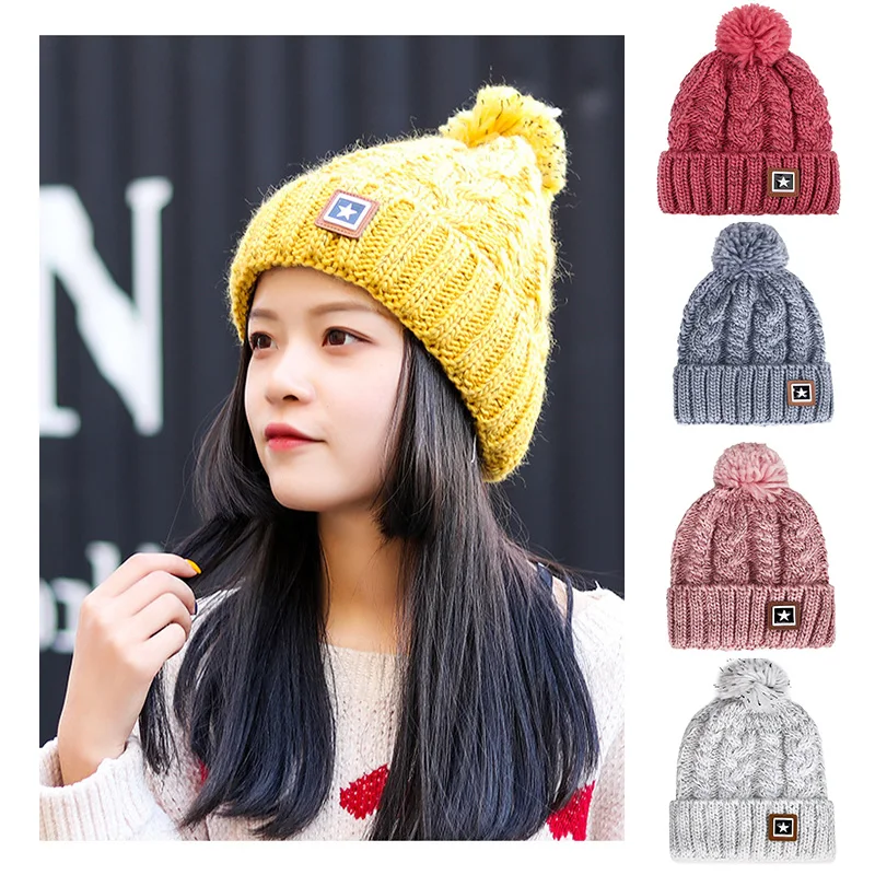 

Women's Hats Winter Outdoor Cycling Warmth Insulation Winter Hat Cute Star Versatile Hat Plush Caps Knitted Woman Hats