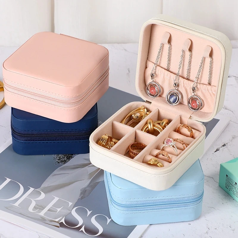 

Jewelry Storage Box Portable Jewelry Organizations Earrings Necklace Ring Storage Jewelry Box Jewelers Leather Storage Box