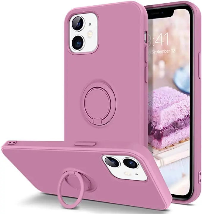 

Phone Case For iPhone 6 6S 7 8 SE 2020 Plus X XS XR Max 11 12 13 Mini Pro Magnetic Soft Liquid Silicone Ring Holder Strap Cover