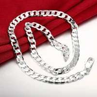 classic mens 8mm chain 925 sterling silver necklace high quality jewelry 16 24 inches fashion wedding party christmas gifts