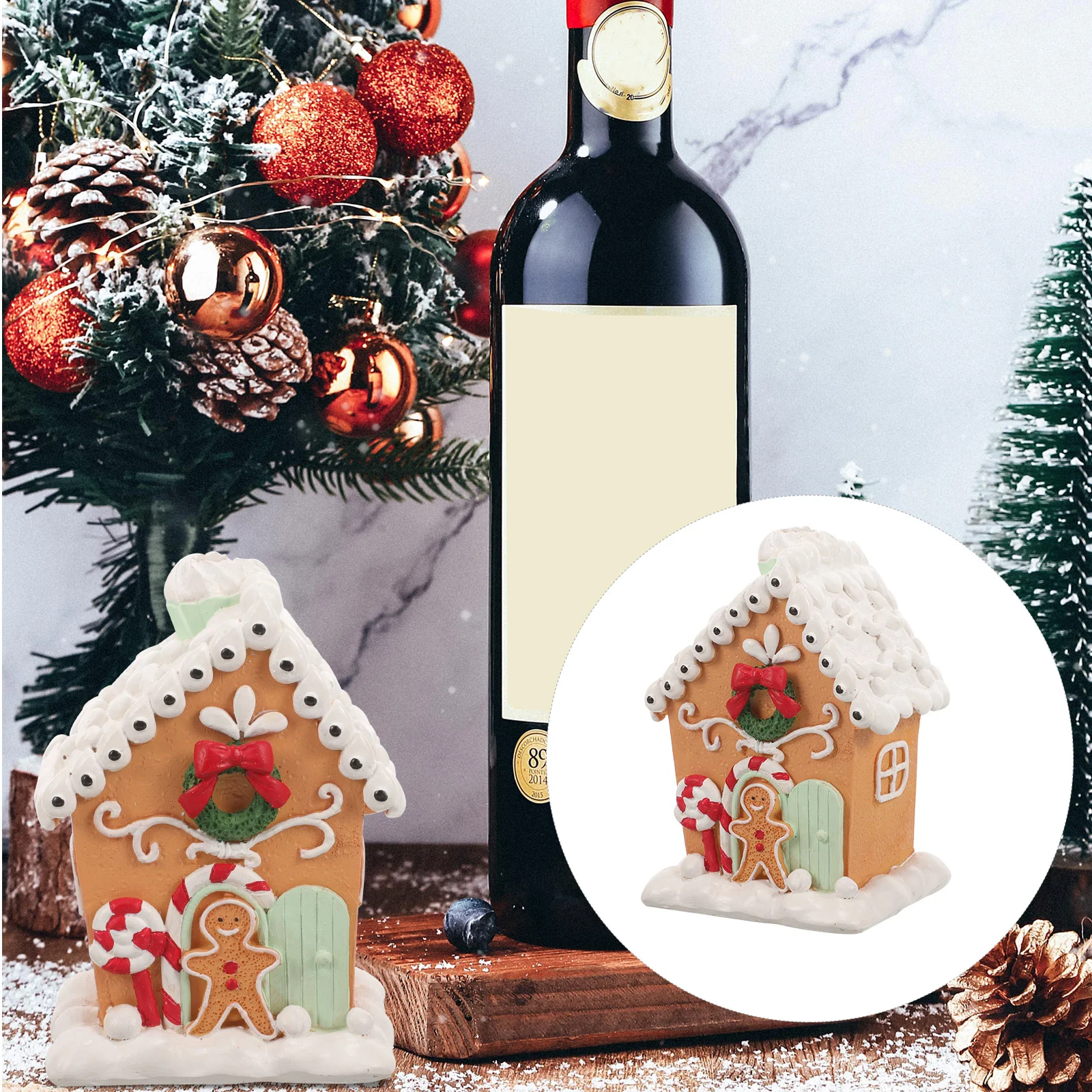 

Gingerbread House Ornament Xmas Ornaments Western Christmas Table Centerpiece Small Resin Mini Miniature Decorative
