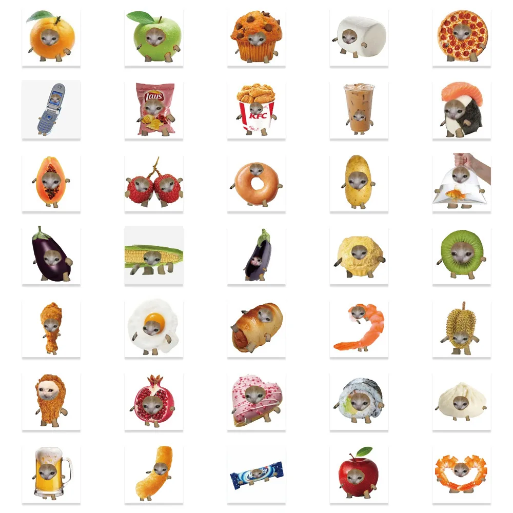 69PCS/Pack Happy Banana Cat Decals Funny Maxwell Cat Tags Student Gift Bag Mobile Phone Shell Accessories