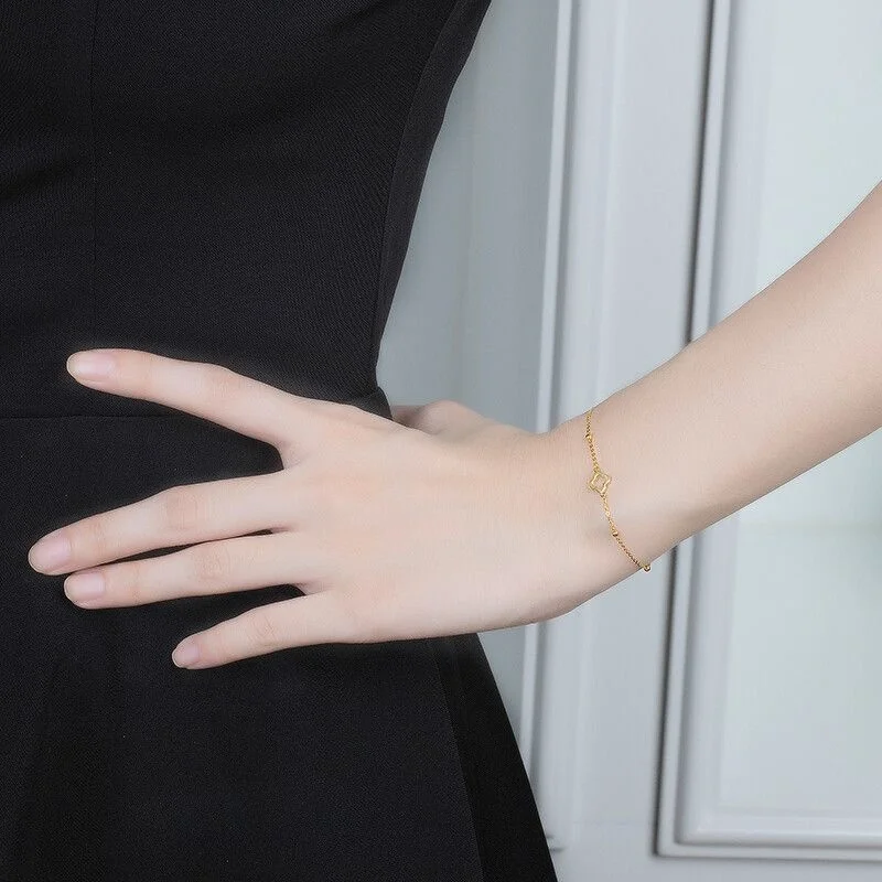 

Тонкий браслет 24 К, новинка, 9999 копия ты, 100% Настоящее золото, качественные полые Ювелирные изделия из четырехлистной травы для женщин, подар...