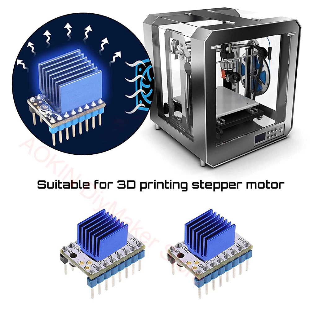 10 pcs 3D Printer TMC2208 V1.2 Stepper Motor Driver Module with Heat Sink for 3D Printer Controller Boards Ramps1.4 MKS Gen Mega