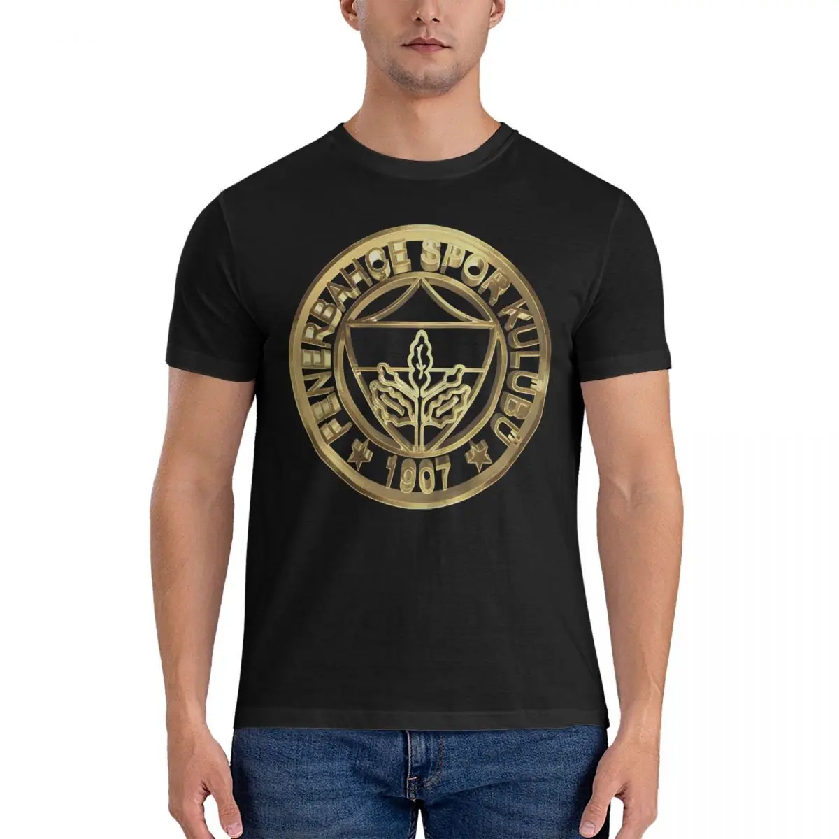 Мужская Винтажная футболка с коротким рукавом и круглым вырезом