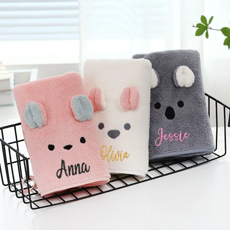 Большое полотенце с монограммой 35*75 см мягкое для детей медведем коала