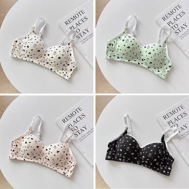 

Kawaii Новинка Sanrio Kt Cat Hellokitty Нижнее белье Симпатичный принт женский бюстгальтер тонкий дышащий без оправы удобный бесследный милый подарок для девушки