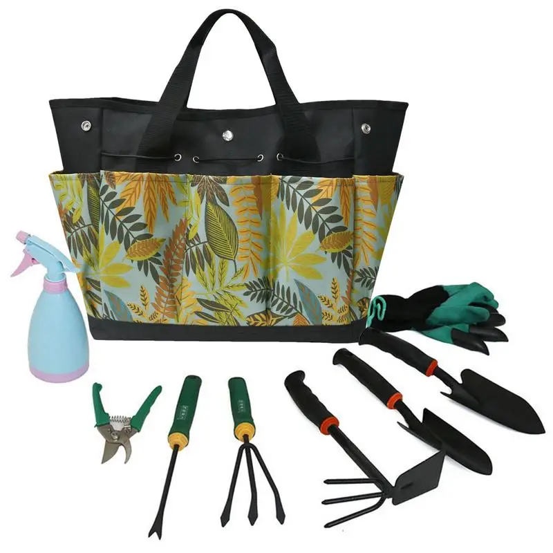 

Open Top Tool Bag Garden Tool Case Storage Tote Bag Oxford Cloth Tool Pouch With 2 Side Pockets 6 Rectangle Pockets For Parks
